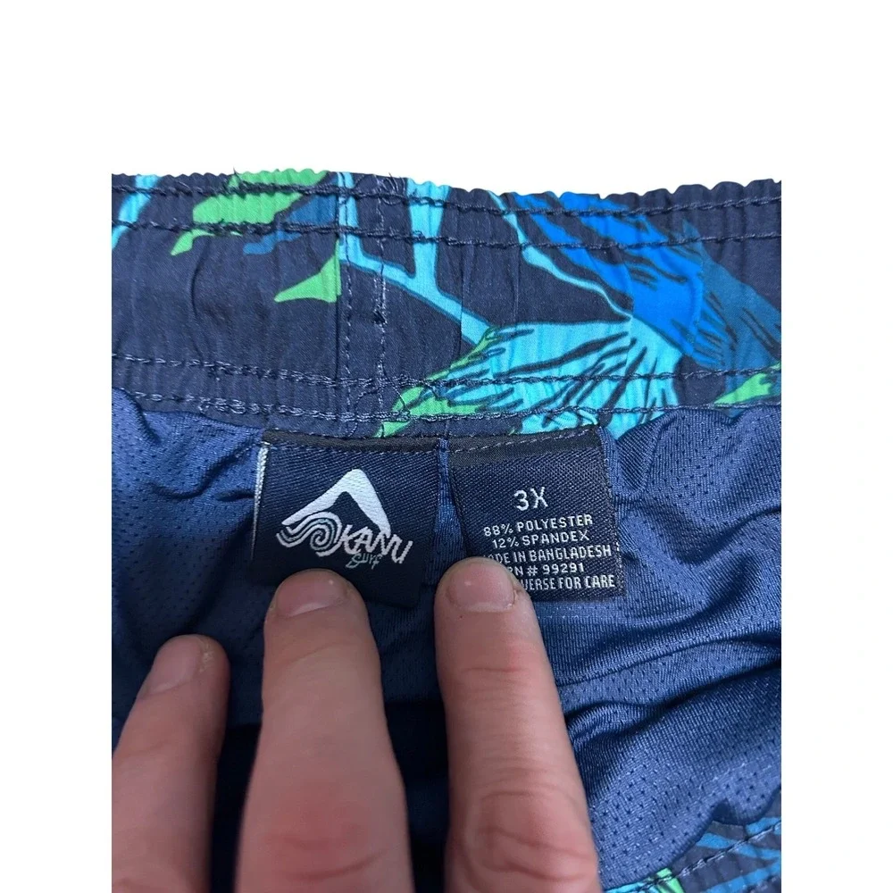 Kanu Surf Navy Tropical Swim Trunks 3X – Compression‎ Liner – NWT